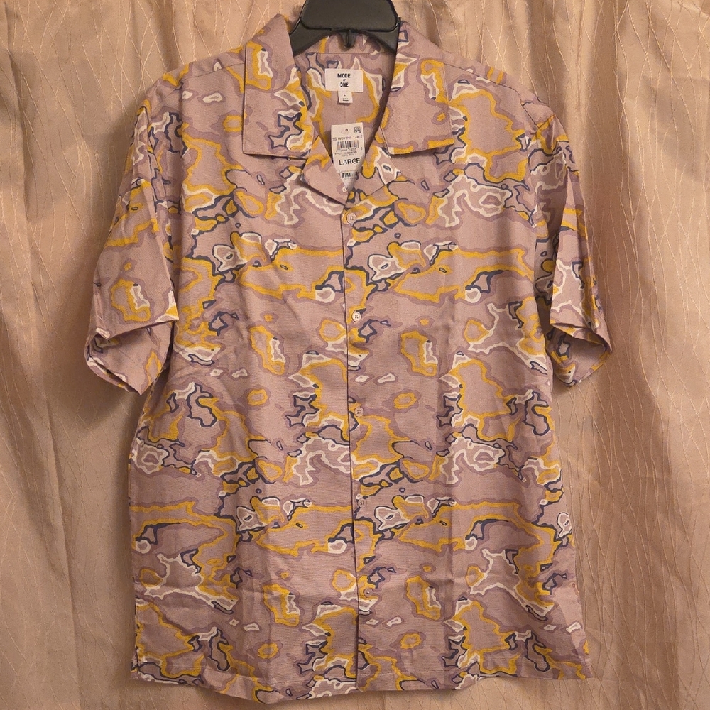 Lavender Patterned Short-Sleeve Shirt -‎ Large